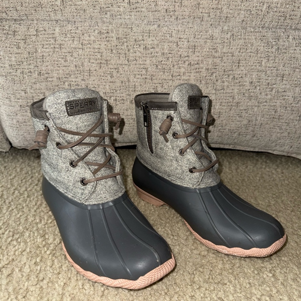 Sperry Gray and Brown Duck Boots